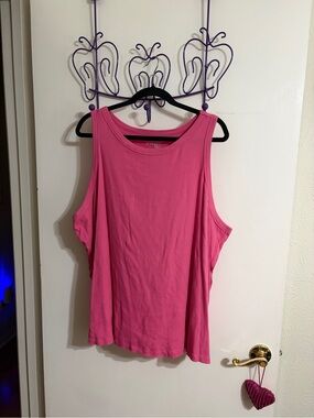 💜 4X Terra & Sky Women’s Pink Sleeveless Tank Top, Soft Cotton Blend